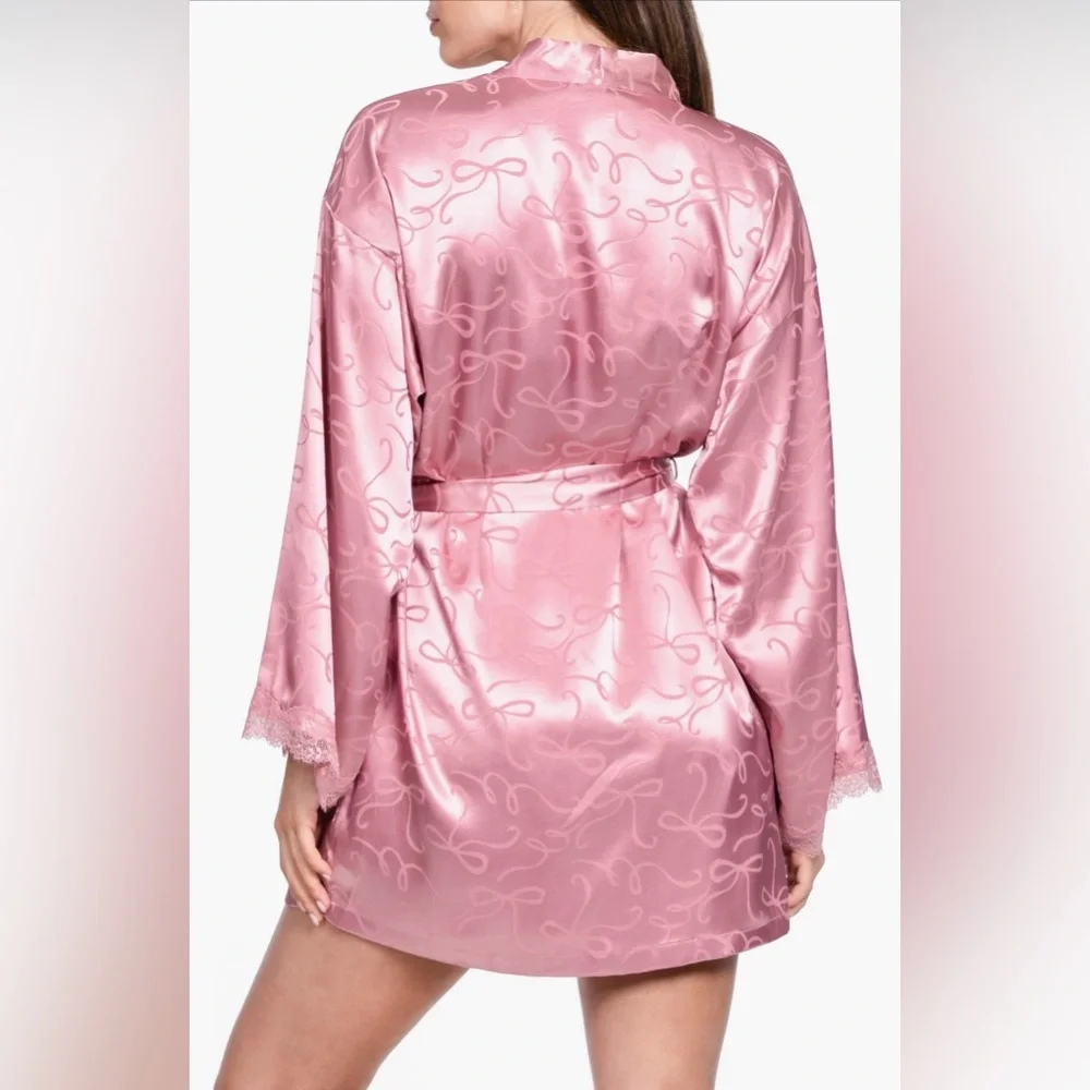 In Bloom by Jonquil Elegant Pink Satin Robe - Picture 4 of 4